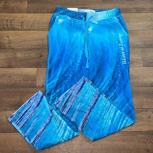 NWT Free People House Of Sunny Wave Towelling Pants Size 4 Beach Ocean Blue Soft - Picture 4 of 11